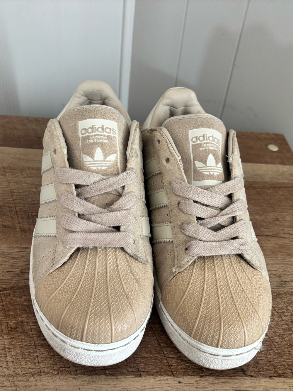 adidas Kids Beige Suede Sneakers with Cream Stripes